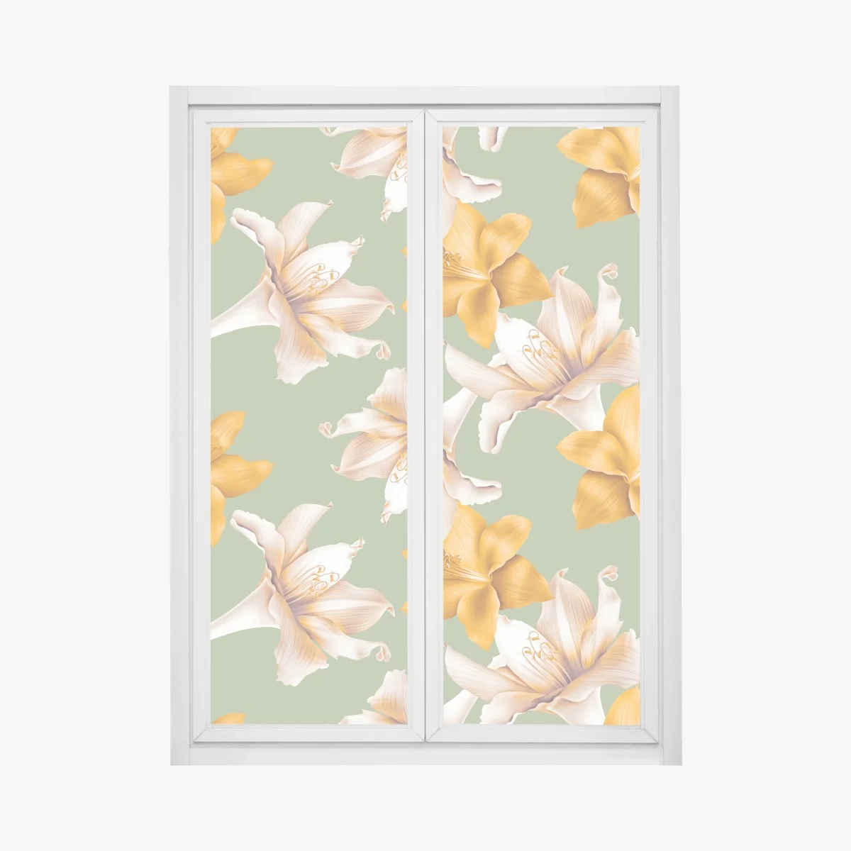 Fensteraufkleber goldene lilien botanisches muster – Wallnifity®