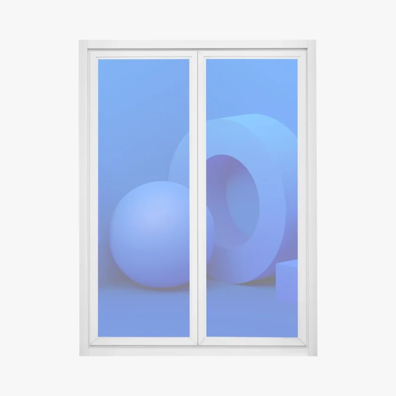 Fensteraufkleber blaue geometrische 3d-komposition