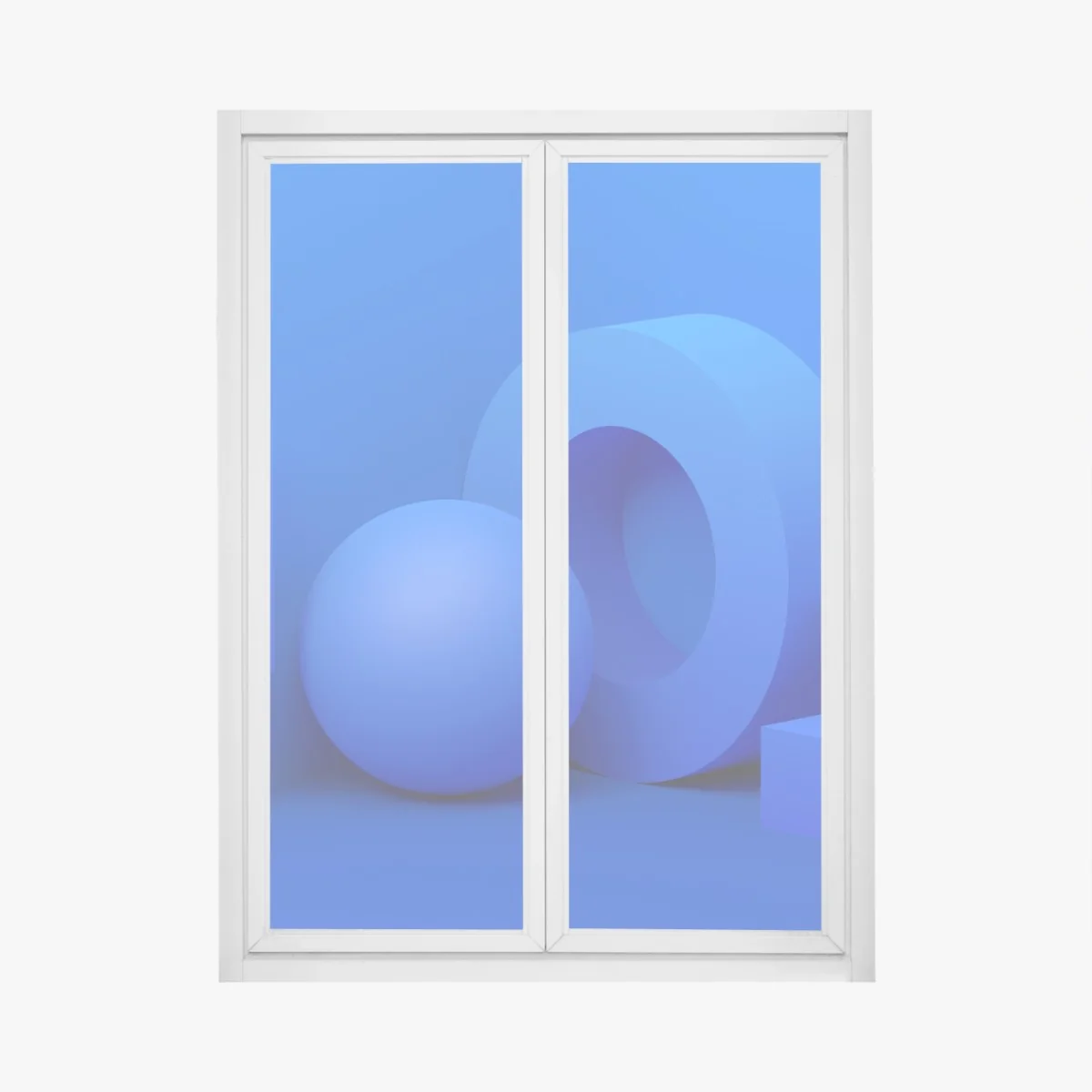 Fensteraufkleber blaue geometrische 3d-komposition – Wallnifity® Fensteraufkleber blaue geometrische 3d-komposition – Wallnifity®