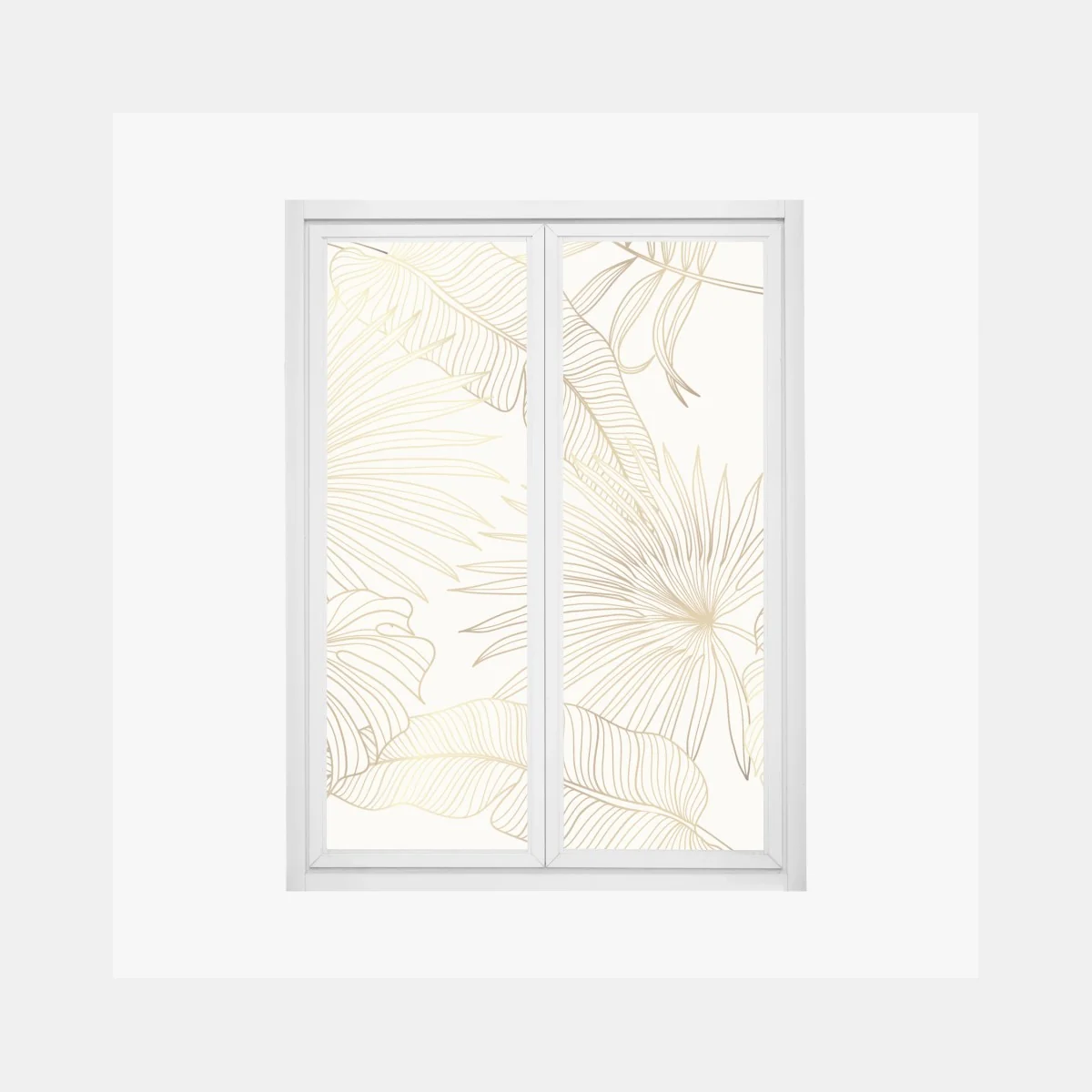 Fensteraufkleber goldene tropische blätter auf beigem hintergrund – Wallnifity®