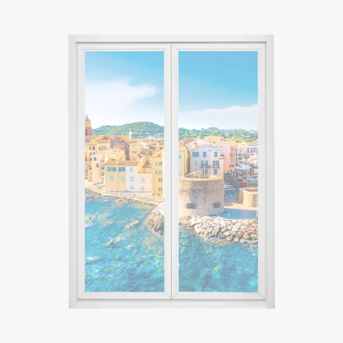 Fensteraufkleber sonniger Mittelmeerhafen – Wallnifity® Fensteraufkleber sonniger Mittelmeerhafen – Wallnifity®