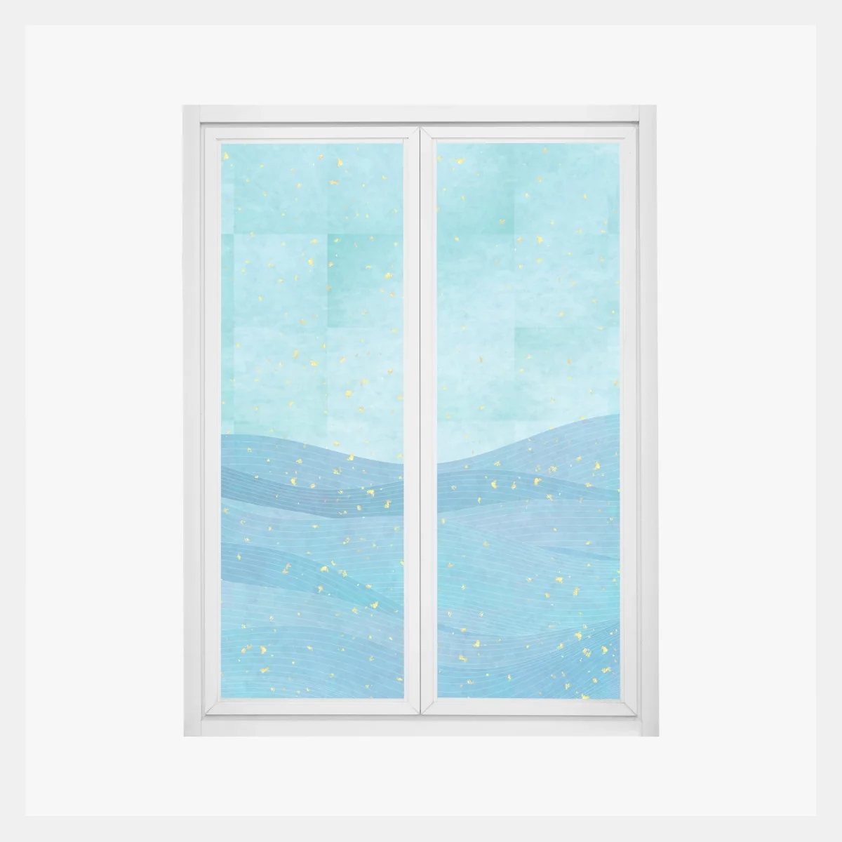 Fensteraufkleber türkiswellen abstrakte komposition – Wallnifity® Fensteraufkleber türkiswellen abstrakte komposition – Wallnifity®