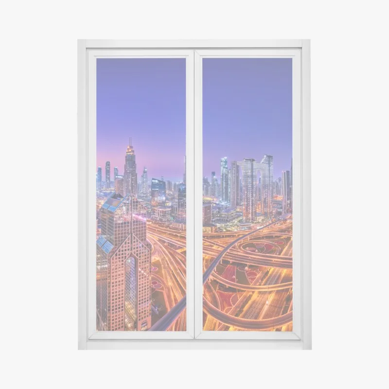 Fensteraufkleber Dubai panorama bei dämmerung