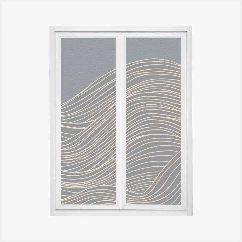 Fensteraufkleber goldene wellen im japanischen stil