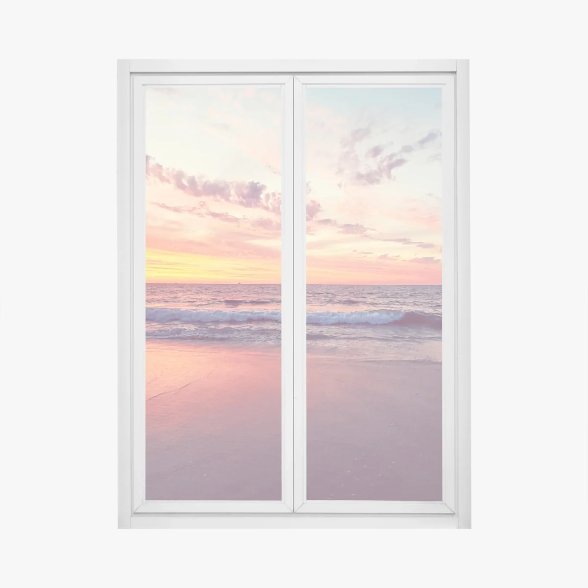 Fensteraufkleber pastelliger sonnenuntergang über ruhigem meer – Wallnifity® Fensteraufkleber pastelliger sonnenuntergang über ruhigem meer – Wallnifity®