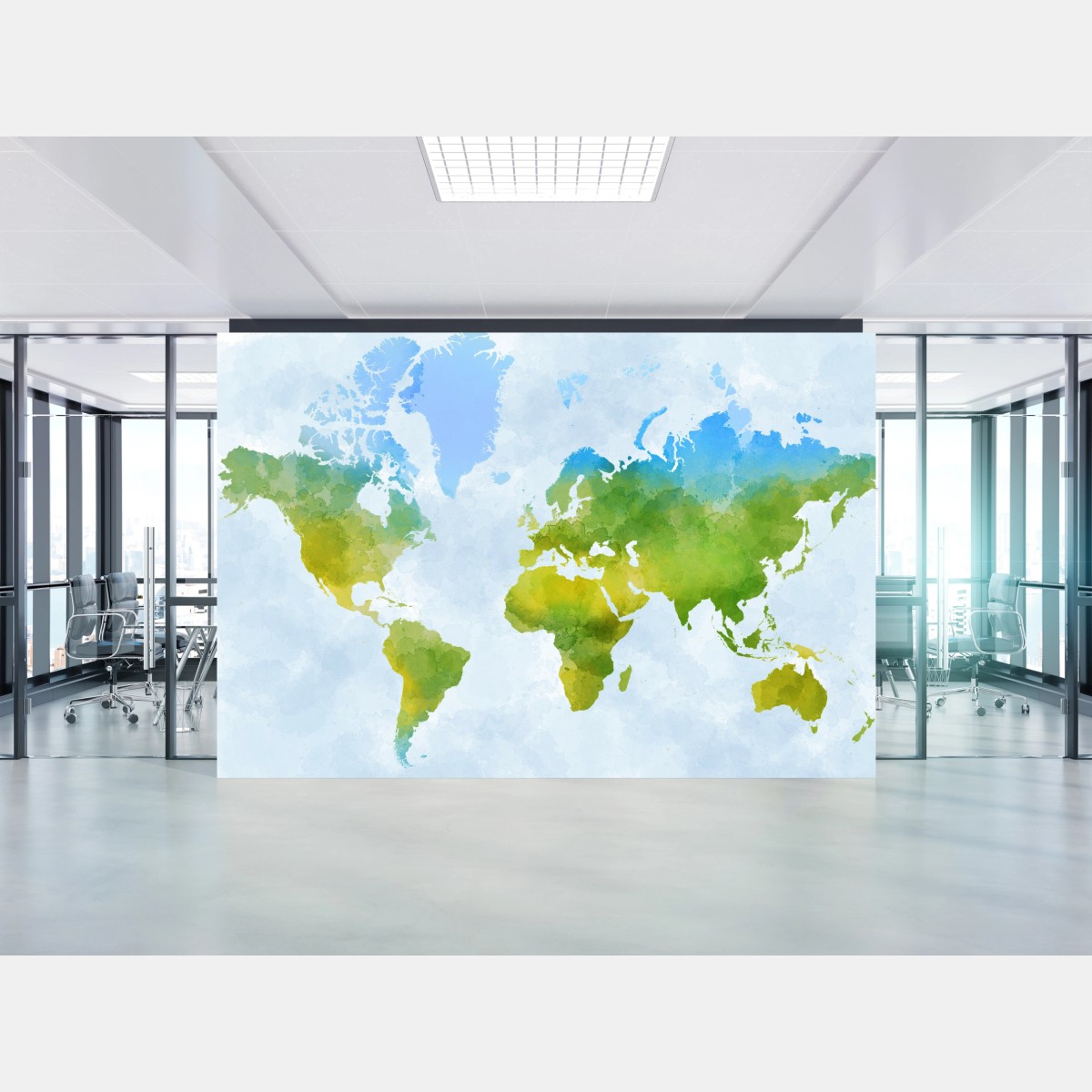 Fototapete aquarell-weltkarte in grün und blau – Wallnifity® Fototapete aquarell-weltkarte in grün und blau – Wallnifity®