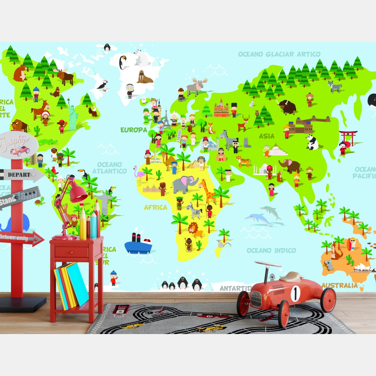 Fototapete bunte illustrierte weltkarte für kinder – Wallnifity® Fototapete bunte illustrierte weltkarte für kinder – Wallnifity®