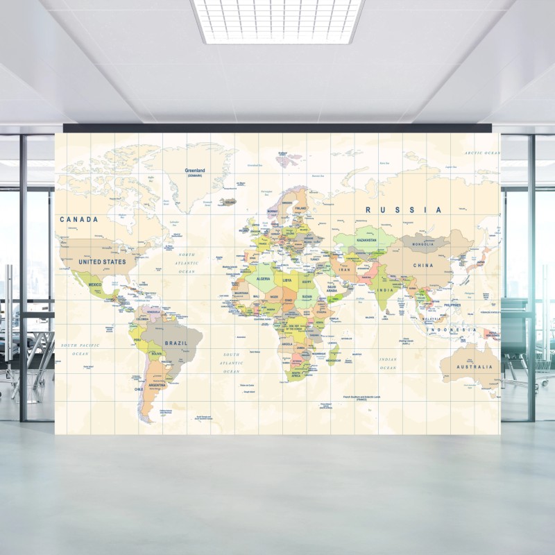 Fototapete vintage weltkarte in pastellfarben