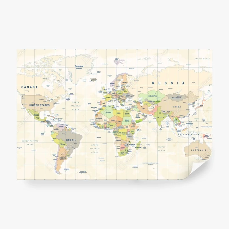 Fototapete vintage weltkarte in pastellfarben