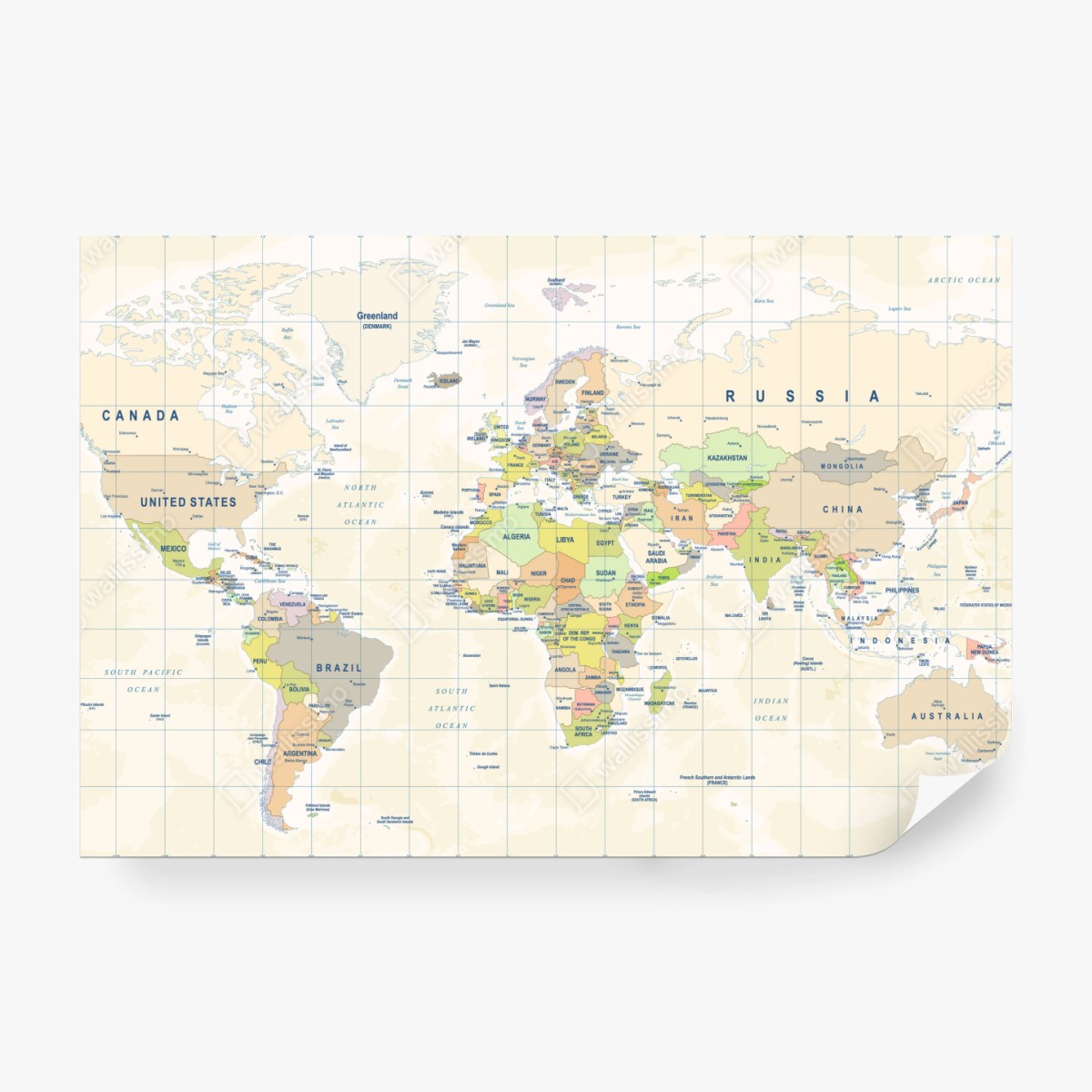 Fototapete vintage weltkarte in pastellfarben – Wallnifity® Fototapete vintage weltkarte in pastellfarben – Wallnifity®
