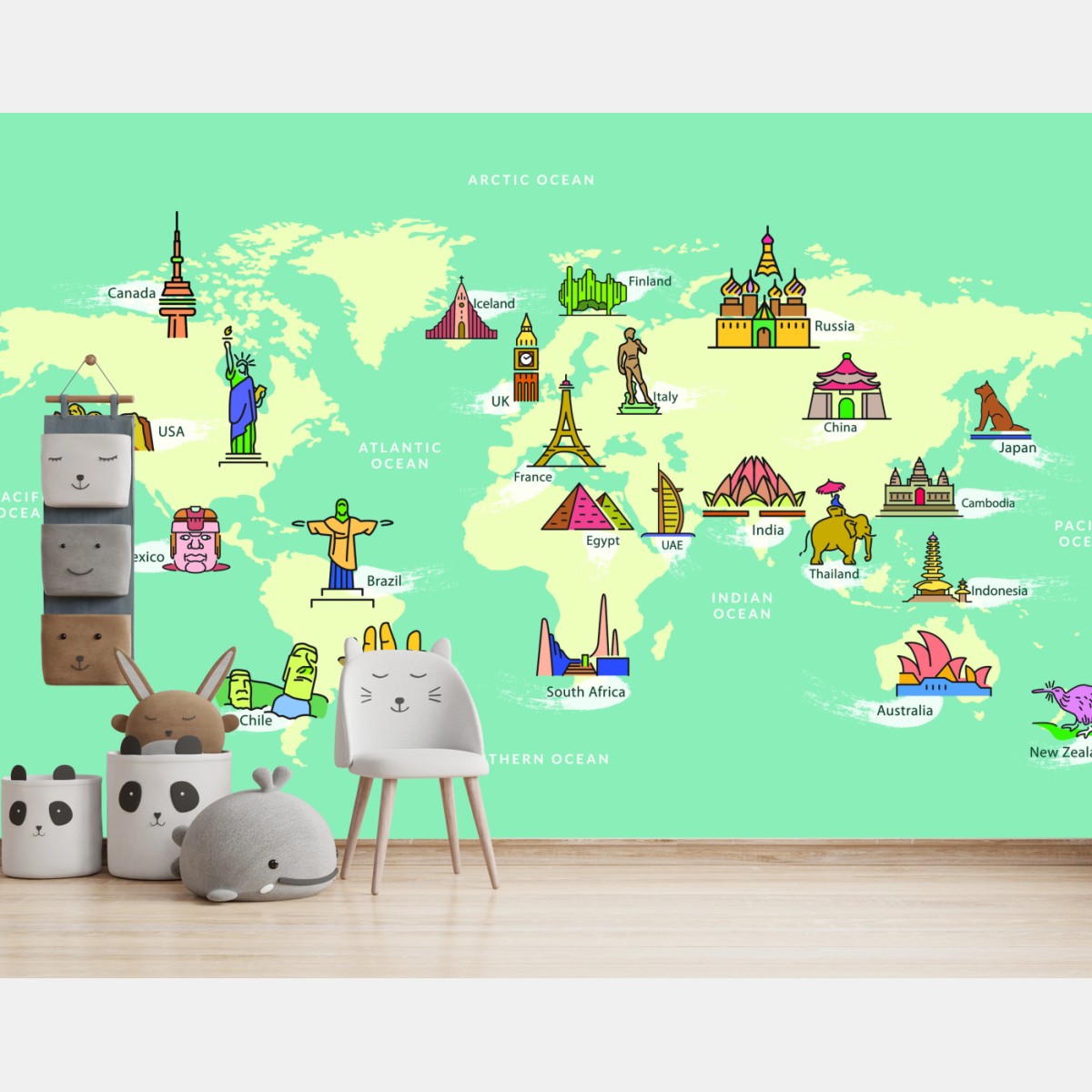 Fototapete bunte illustrierte weltkarte mit sehenswürdigkeiten – Wallnifity® Fototapete bunte illustrierte weltkarte mit sehenswürdigkeiten – Wallnifity®