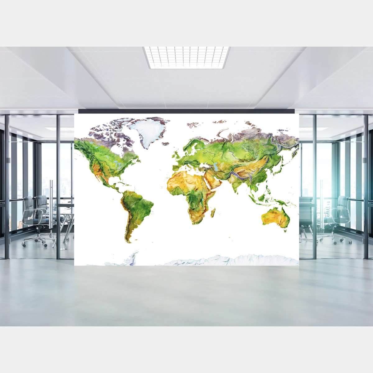 Fototapete aquarell-physische weltkarte – Wallnifity®