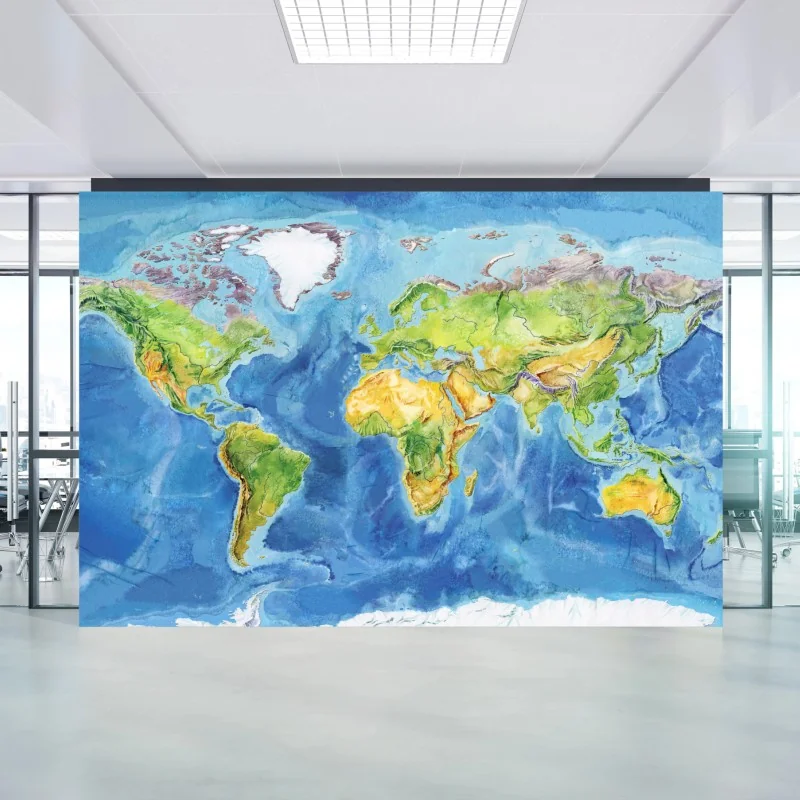 Fototapete aquarell-physische weltkarte