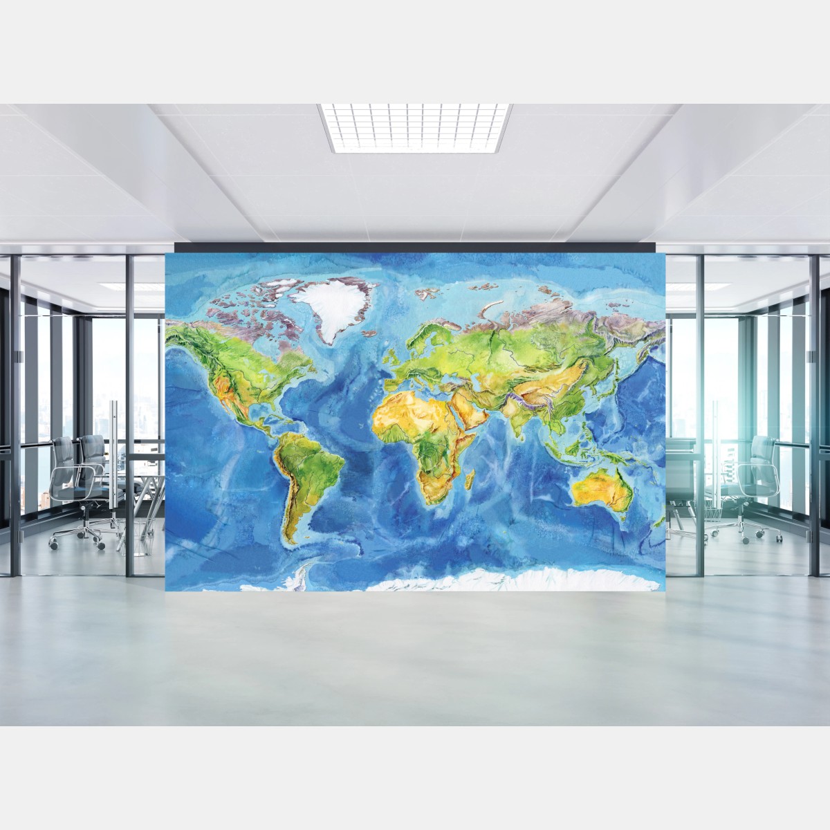 Fototapete aquarell-physische weltkarte – Wallnifity®