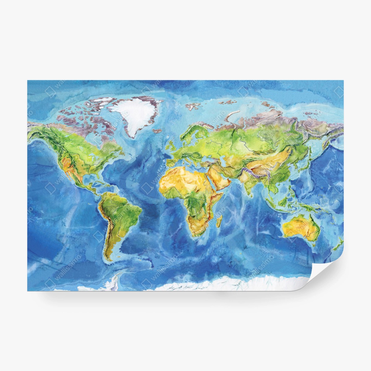 Fototapete aquarell-physische weltkarte – Wallnifity®