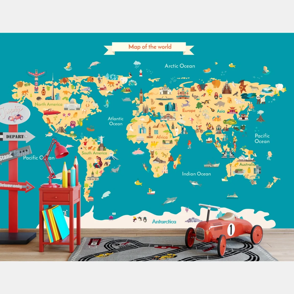 Fototapete bunte illustrierte weltkarte für kinder – Wallnifity® Fototapete bunte illustrierte weltkarte für kinder – Wallnifity®
