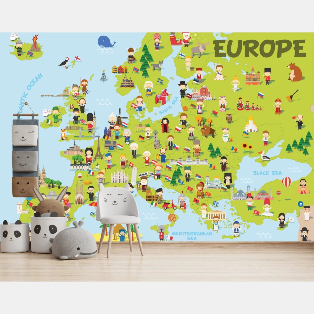 Fototapete illustrierte Europa karte für kinder – Wallnifity®