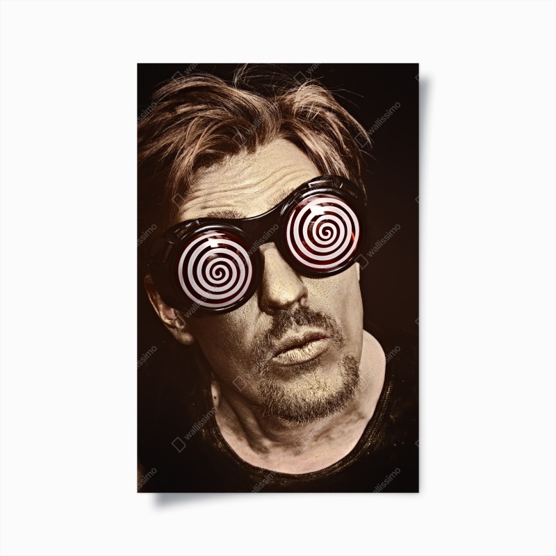 Poster hypnotisches portrait mit spiralförmigen brillengläsern