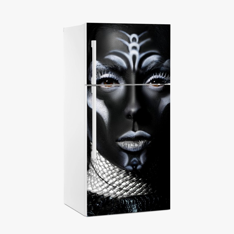 Kühlschrankaufkleber ornamentales porträt mit floralen mustern – Wallnifity®