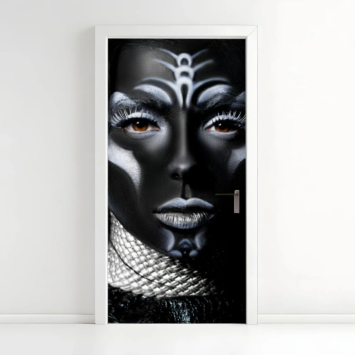 Türaufkleber dunkles tribal-porträt – Wallnifity®