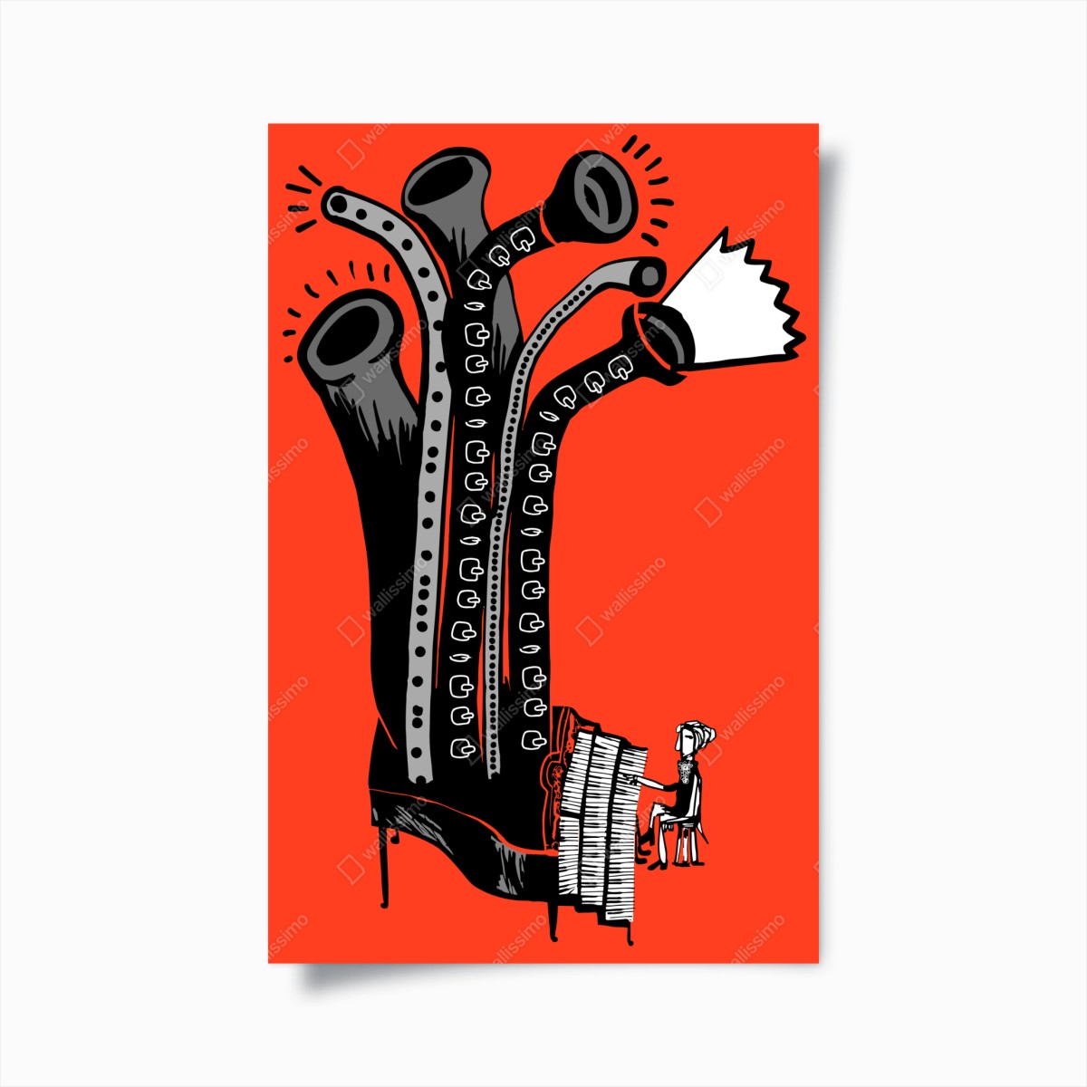 Poster surrealistisches klavierschuh-motiv – Wallnifity®