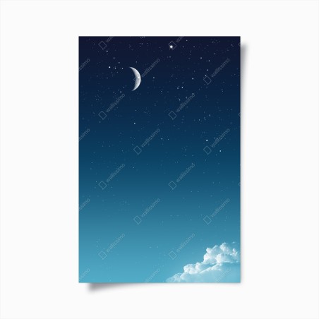 Poster ruhiger halbmond am sternenhimmel – Wallnifity®