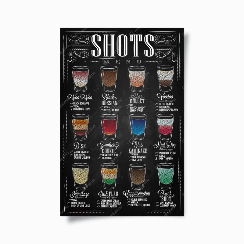 Poster vintage kreidetafel shots menü