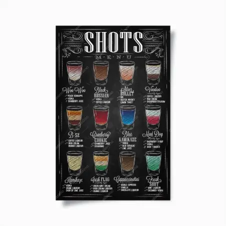 Poster vintage kreidetafel shots menü – Wallnifity®