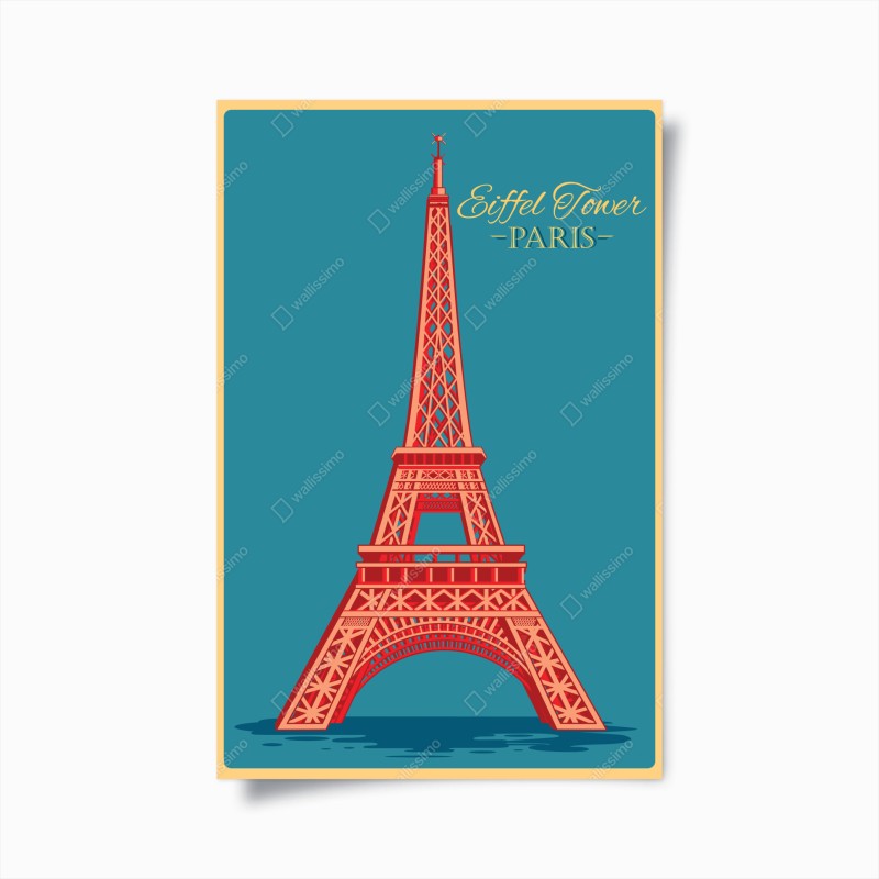 Poster vintage Eiffelturm kunst — Paris
