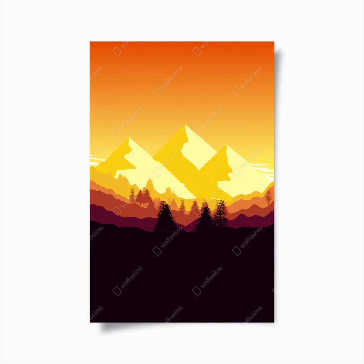 Poster goldener sonnenuntergang über bergen – Wallnifity®