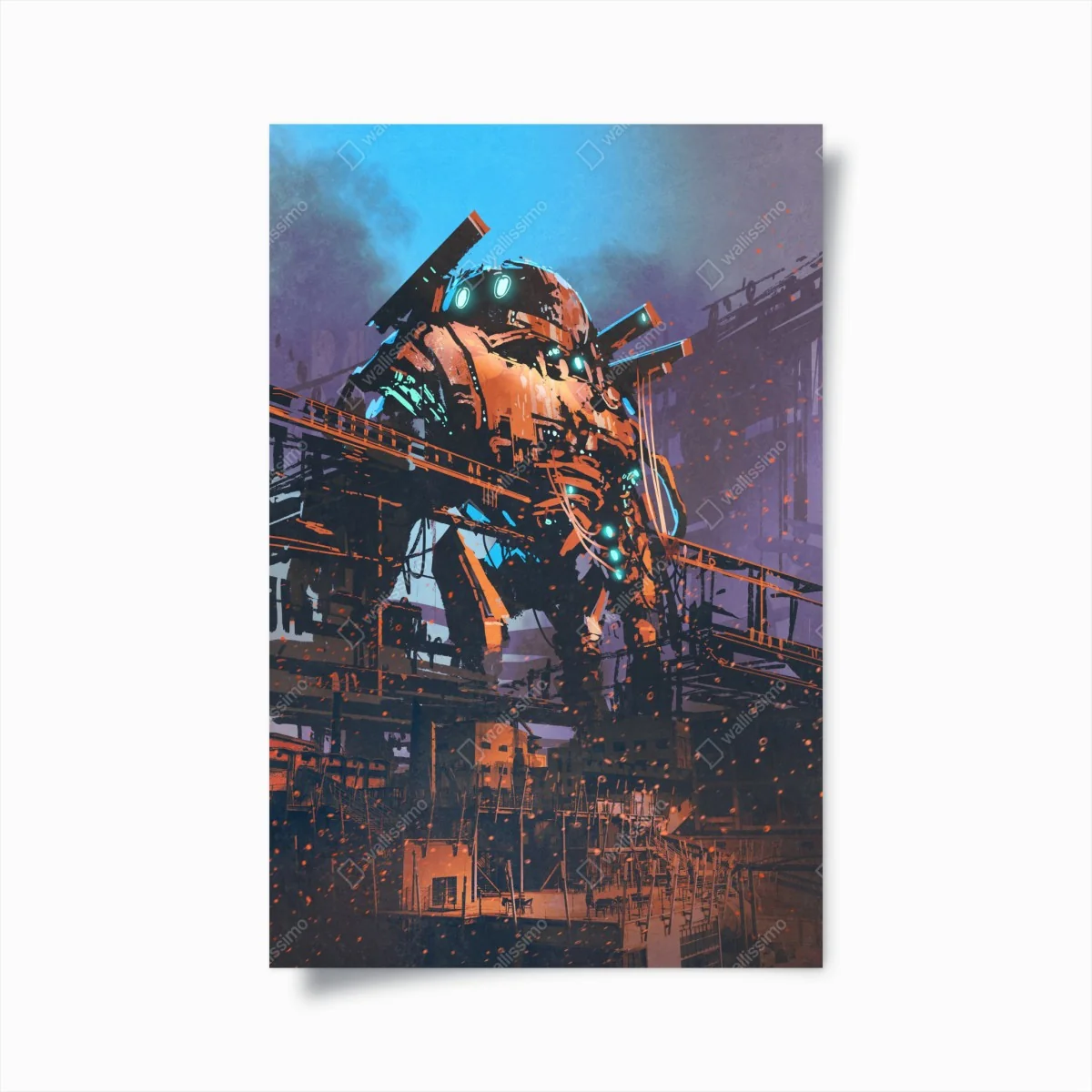 Poster riesiger mech in verlassener fabrik – Wallnifity®