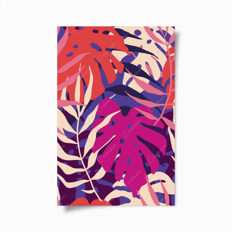 Poster leuchtende heliconia im tropischen laub – Wallnifity®