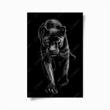 Poster schreitender schwarzer panther illustration – Wallnifity®