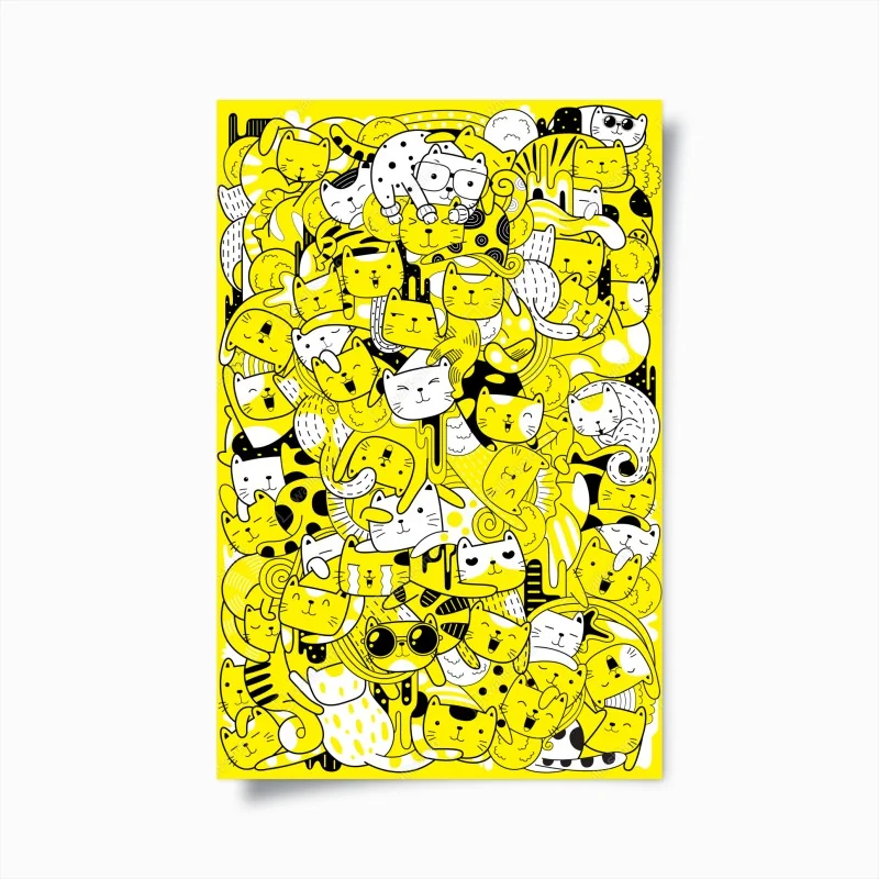 Poster verspielte gelbe katzen-collage