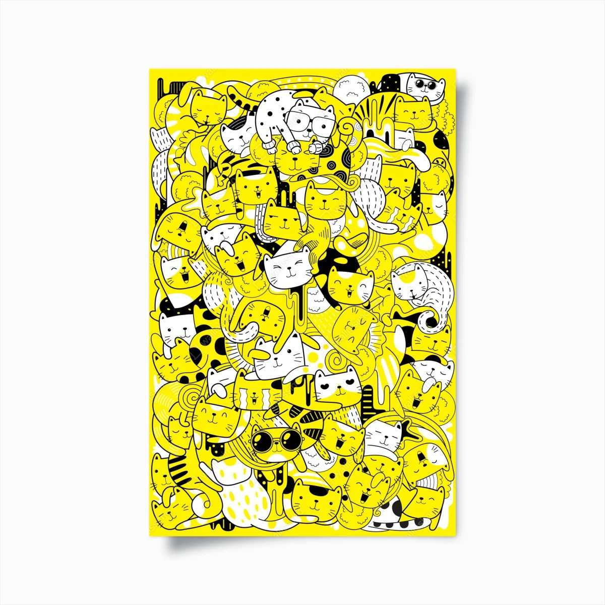 Poster verspielte gelbe katzen-collage – Wallnifity® Poster verspielte gelbe katzen-collage – Wallnifity®