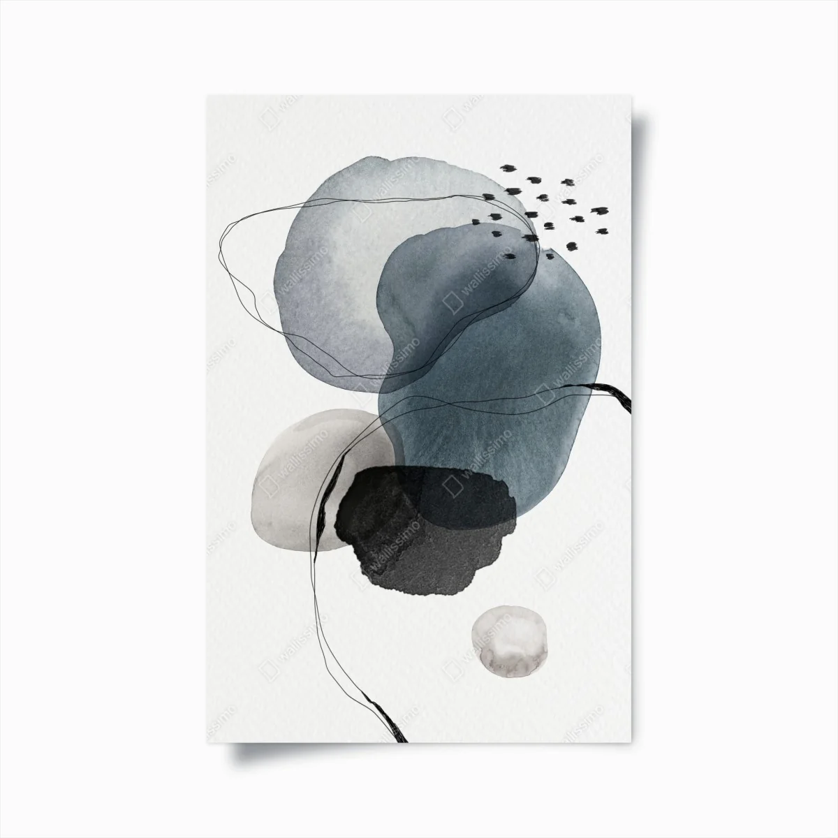 Poster ruhige blaue aquarellkugeln – Wallnifity®