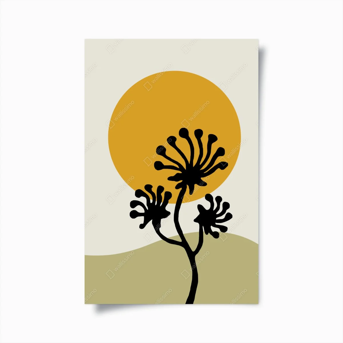 Poster minimalistische botanische silhouette mit sonne – Wallnifity®