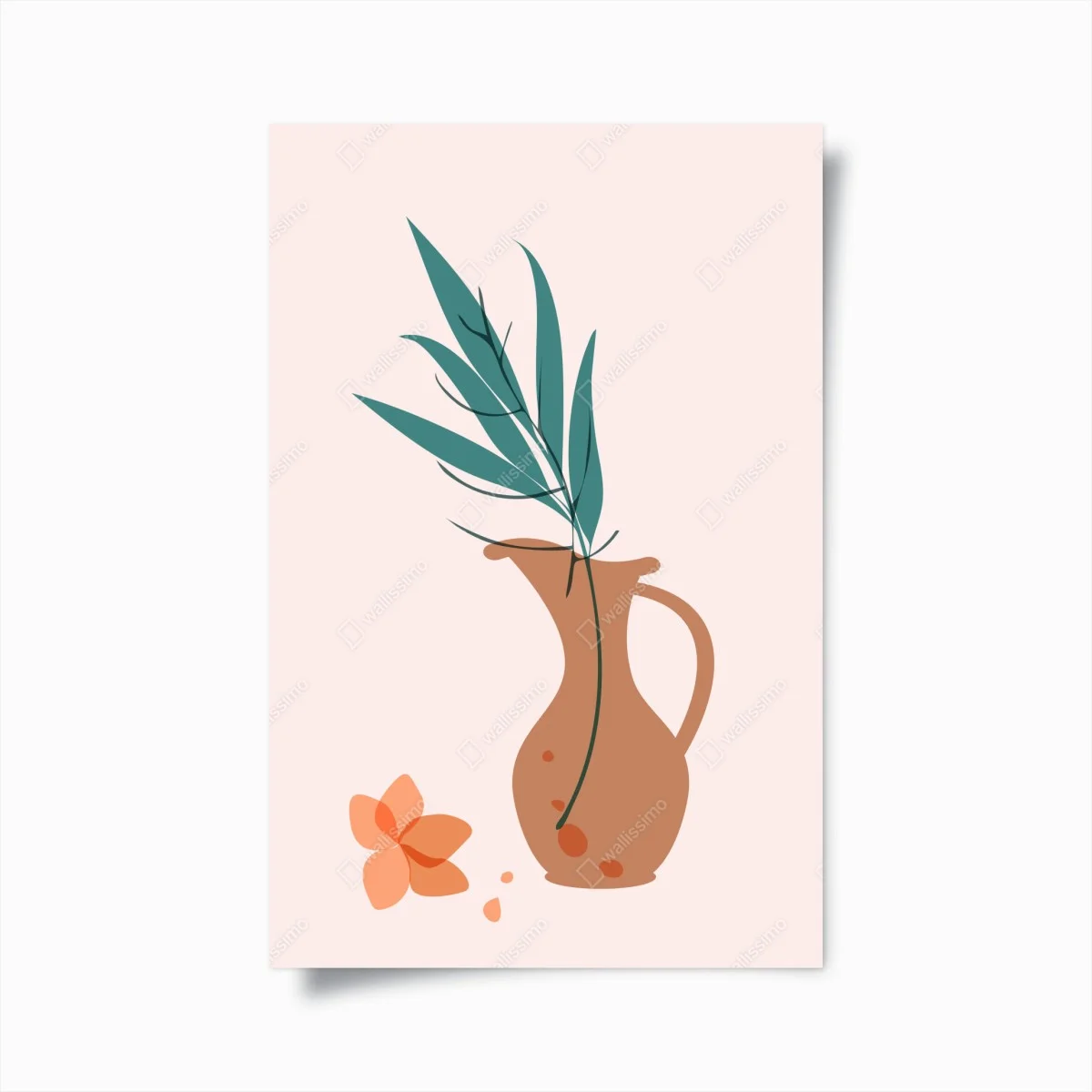 Poster pastell botanische vase mit blättern – Wallnifity® Poster pastell botanische vase mit blättern – Wallnifity®