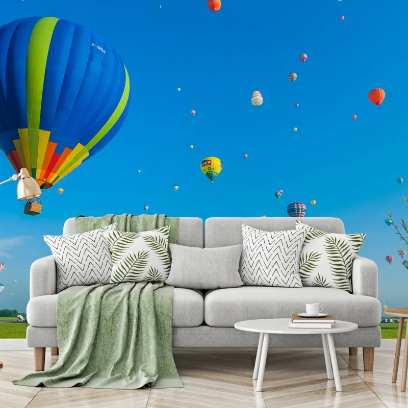 Fototapete bunte heißluftballons über Chambley – Wallnifity®