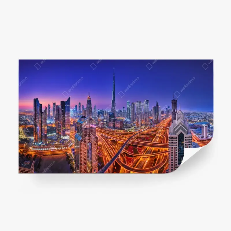 Fototapete Dubai panorama bei dämmerung