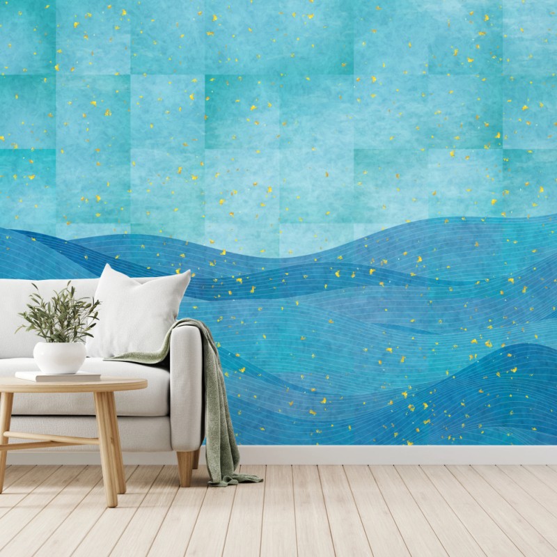 Fototapete türkiswellen abstrakte komposition – Wallnifity®