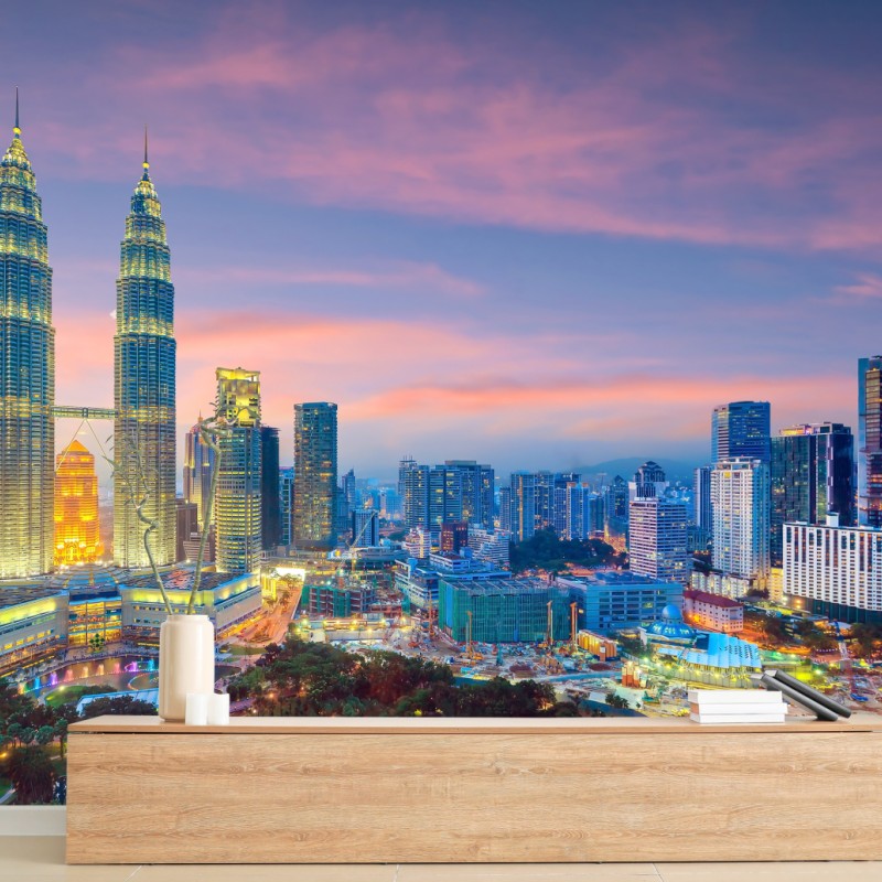 Fototapete Kuala Lumpur skyline bei dämmerung – Wallnifity®