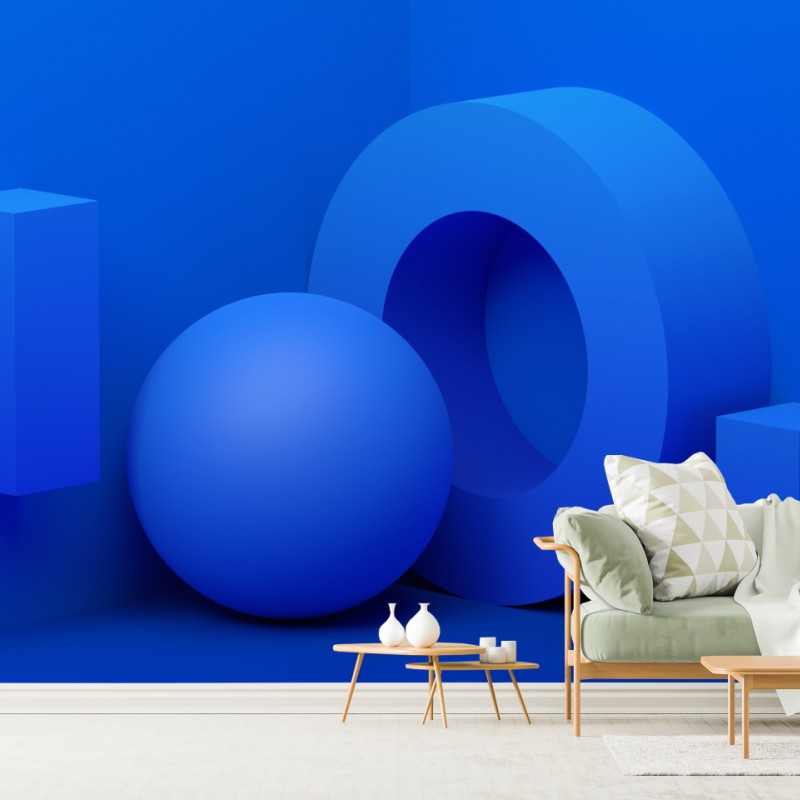 Fototapete blaue geometrische 3d-komposition – Wallnifity®