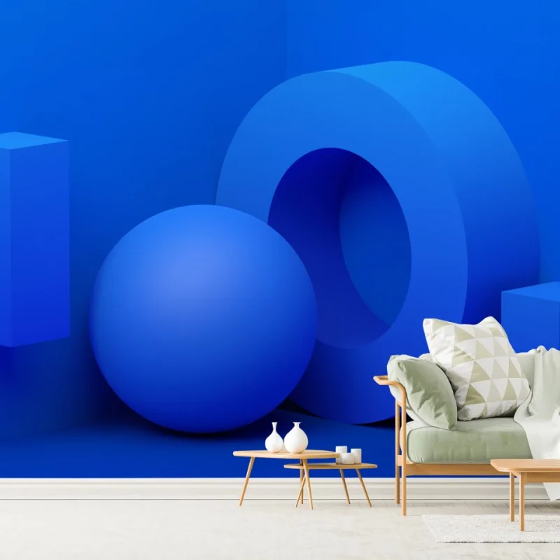 Fototapete blaue geometrische 3d-komposition