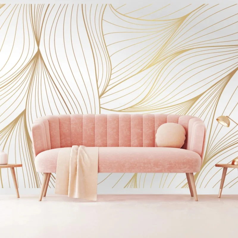 Fototapete goldene fließende linien abstraktes design – Wallnifity®