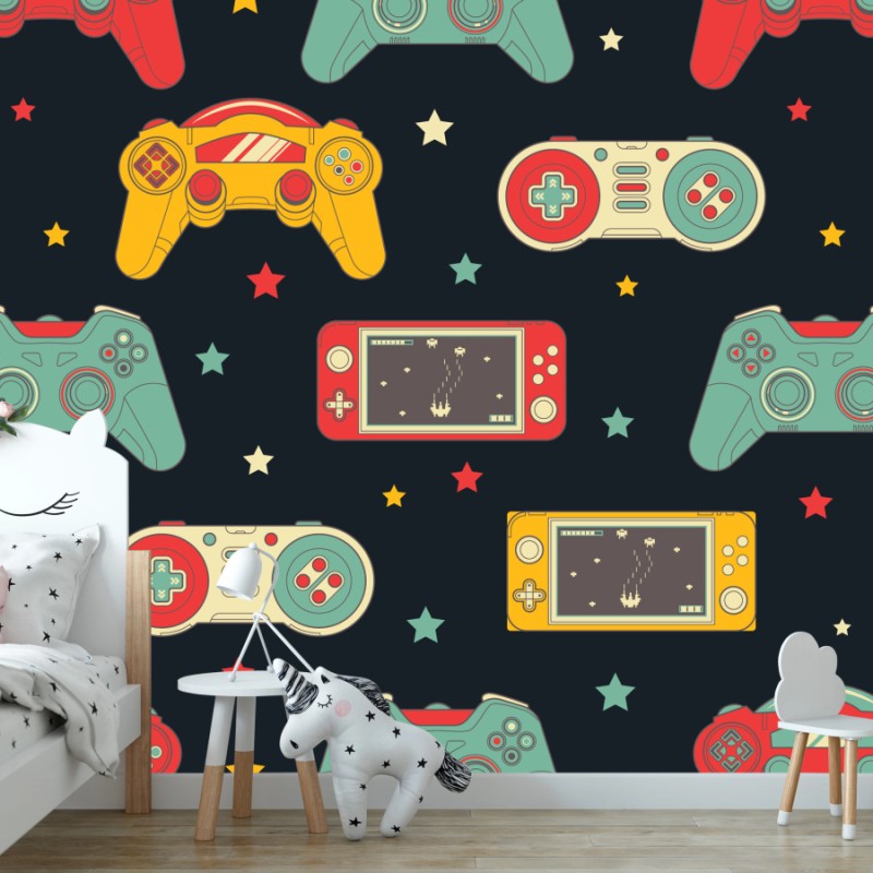 Fototapete retro gamecontroller muster – Wallnifity®