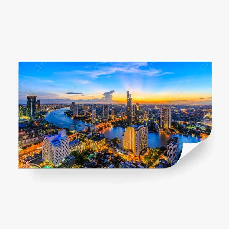 Fototapete lebendige stadtskyline bei dämmerung – Wallnifity®