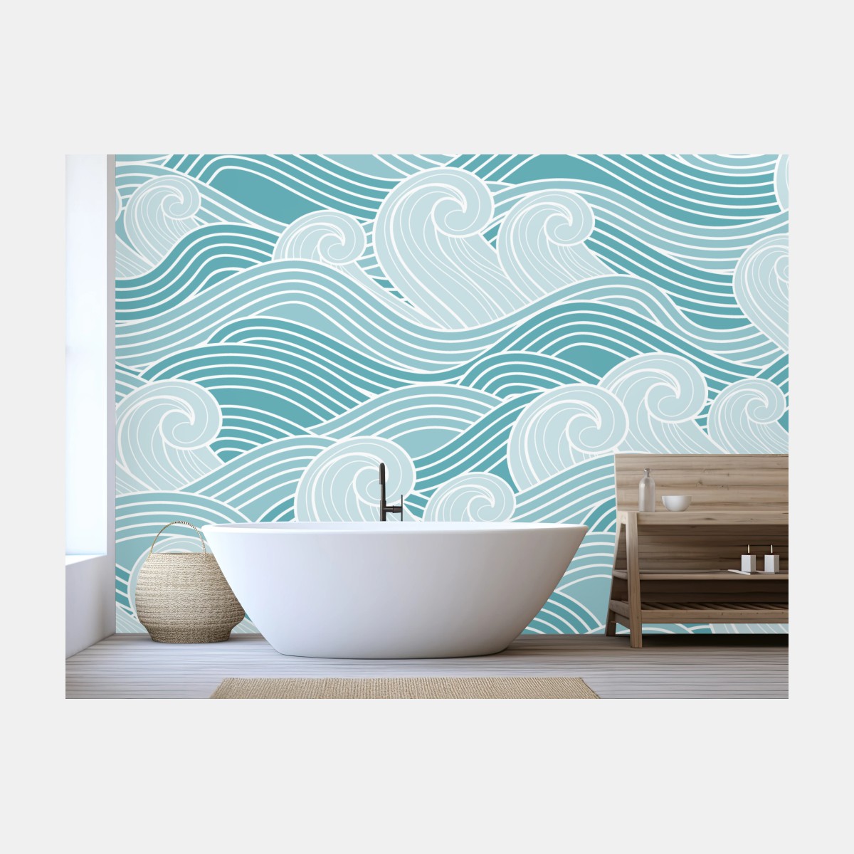 Fototapete ruhiges türkisfarbenes wellenmuster – Wallnifity®