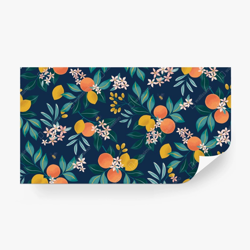 Fototapete türkiswellenmuster mit goldlinien – Wallnifity®