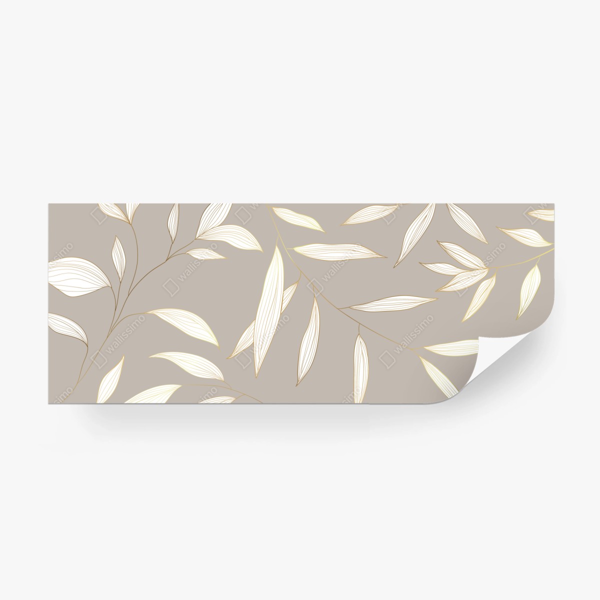 Fototapete zarte goldumrandete blätter auf beigem hintergrund – Wallnifity®